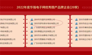 喜報！薩科微半導體榮獲“2022年度華強電子網(wǎng)優(yōu)秀國產(chǎn)品牌企業(yè)”稱號